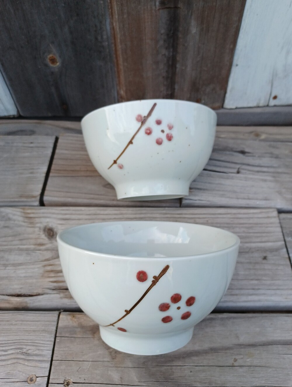 New Sakura Blossom Heavyweight Ceramic Footed Bowls painted by hand